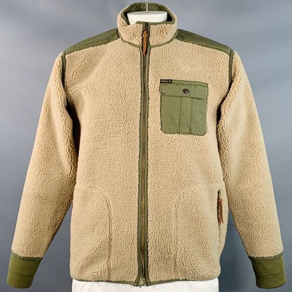 RRL by RALPH LAUREN Size L Tan Green Wool Blend One Pocket Sherpa Jacket - Picture 1 of 7